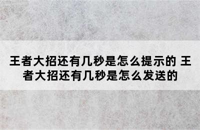 王者大招还有几秒是怎么提示的 王者大招还有几秒是怎么发送的